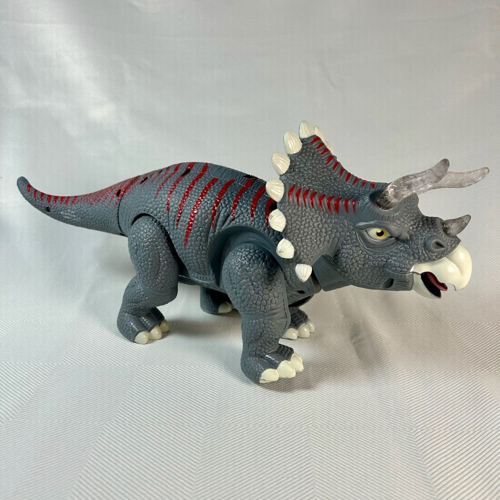 NKOK Wow World Triceratops Dinosaur Figure Walks Roars Lights Up Projects Image